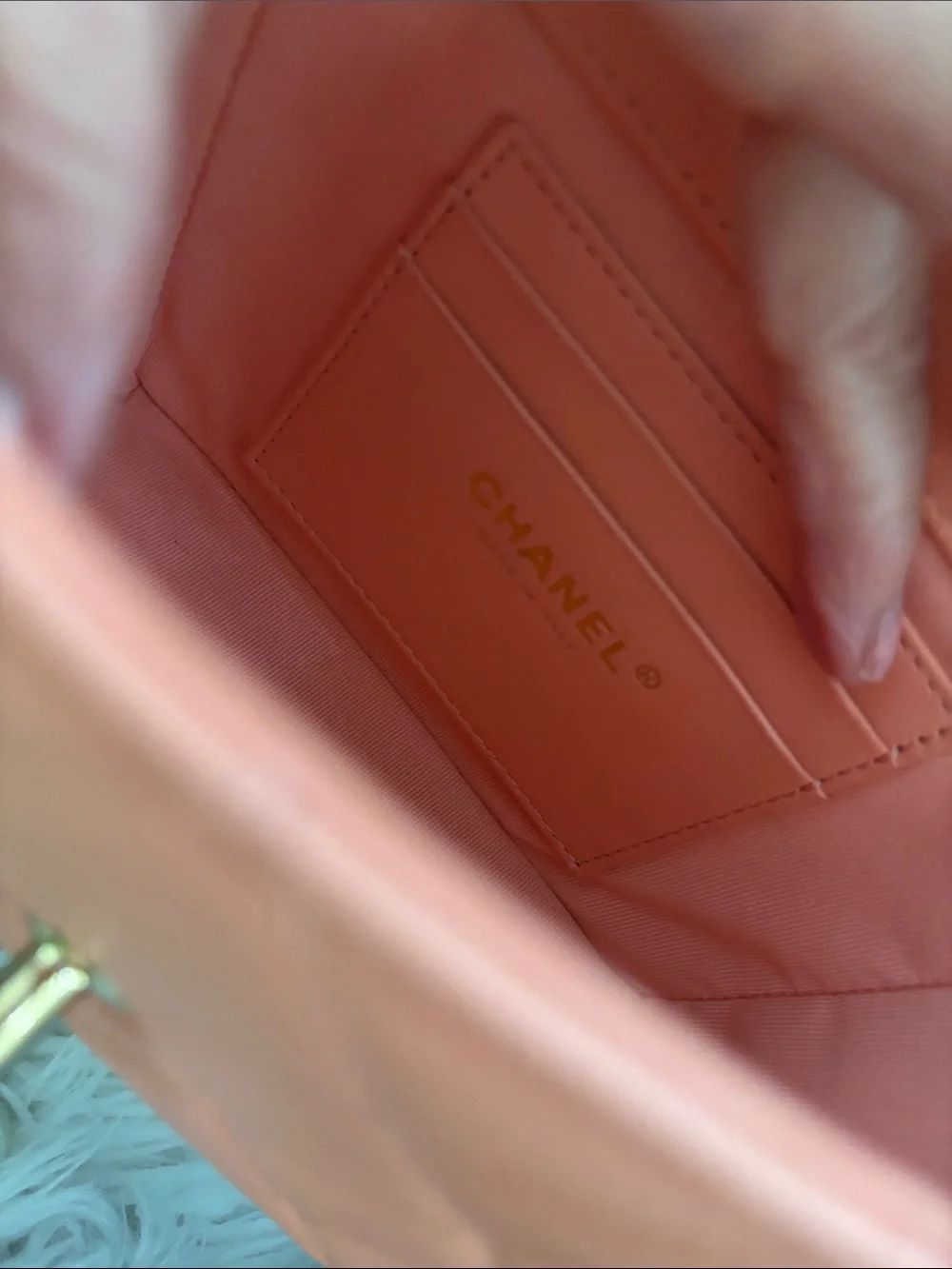 CHANEL Coral Pink Quilted Mini Top Handle Bag with Gold Hardware